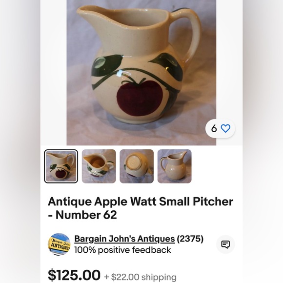 Vintage Watt Pottery Apple Creamer As Is (one chip) - Picture 12 of 13